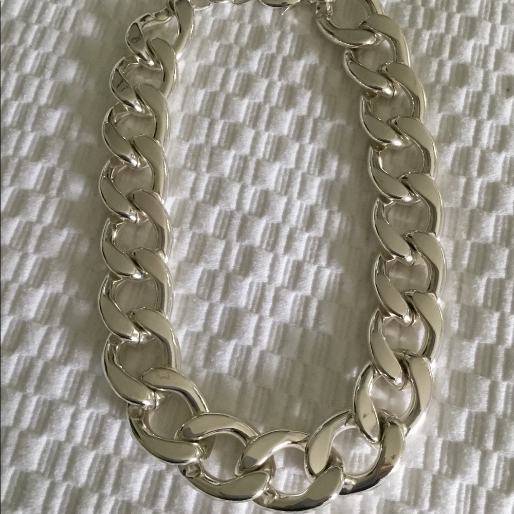 Polished Silver Tone Link Neclace - Picture 3 of 8